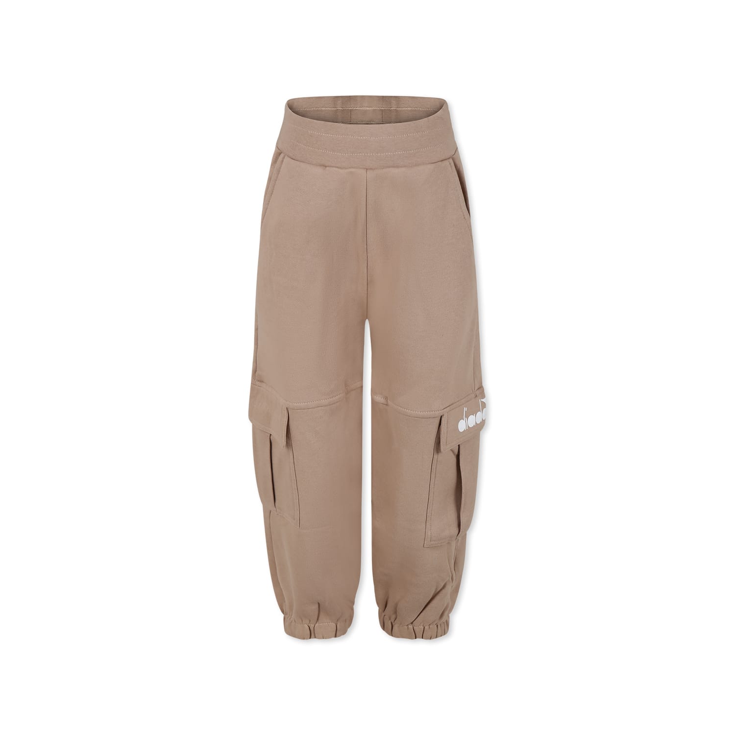 Diadora Beige Trousers For Girl With Logo
