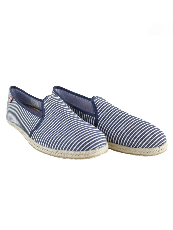 MC2 Saint Barth White And Blue Striped Canvas Shoes