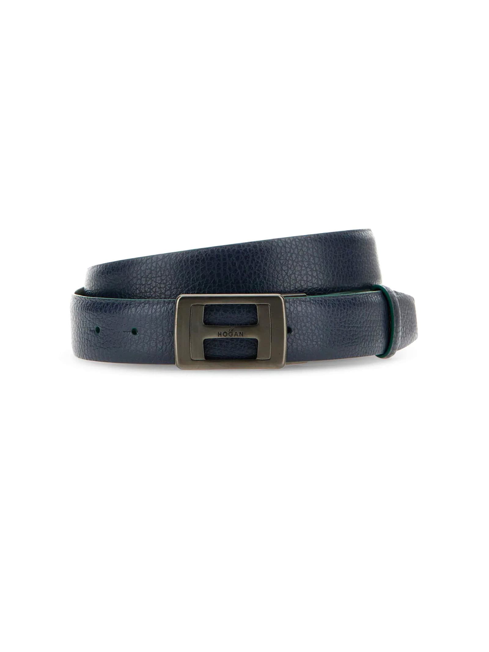 Hogan Leather Belt With Logo Buckle