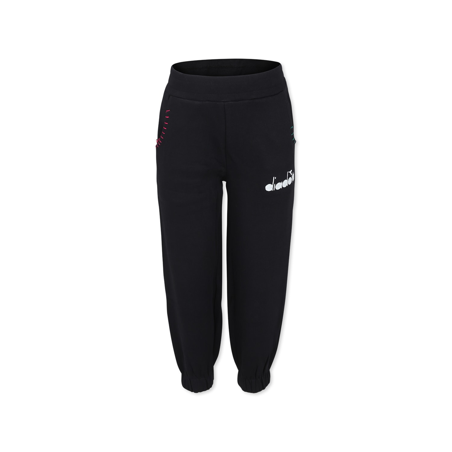 Diadora Black Trousers For Girl With Logo