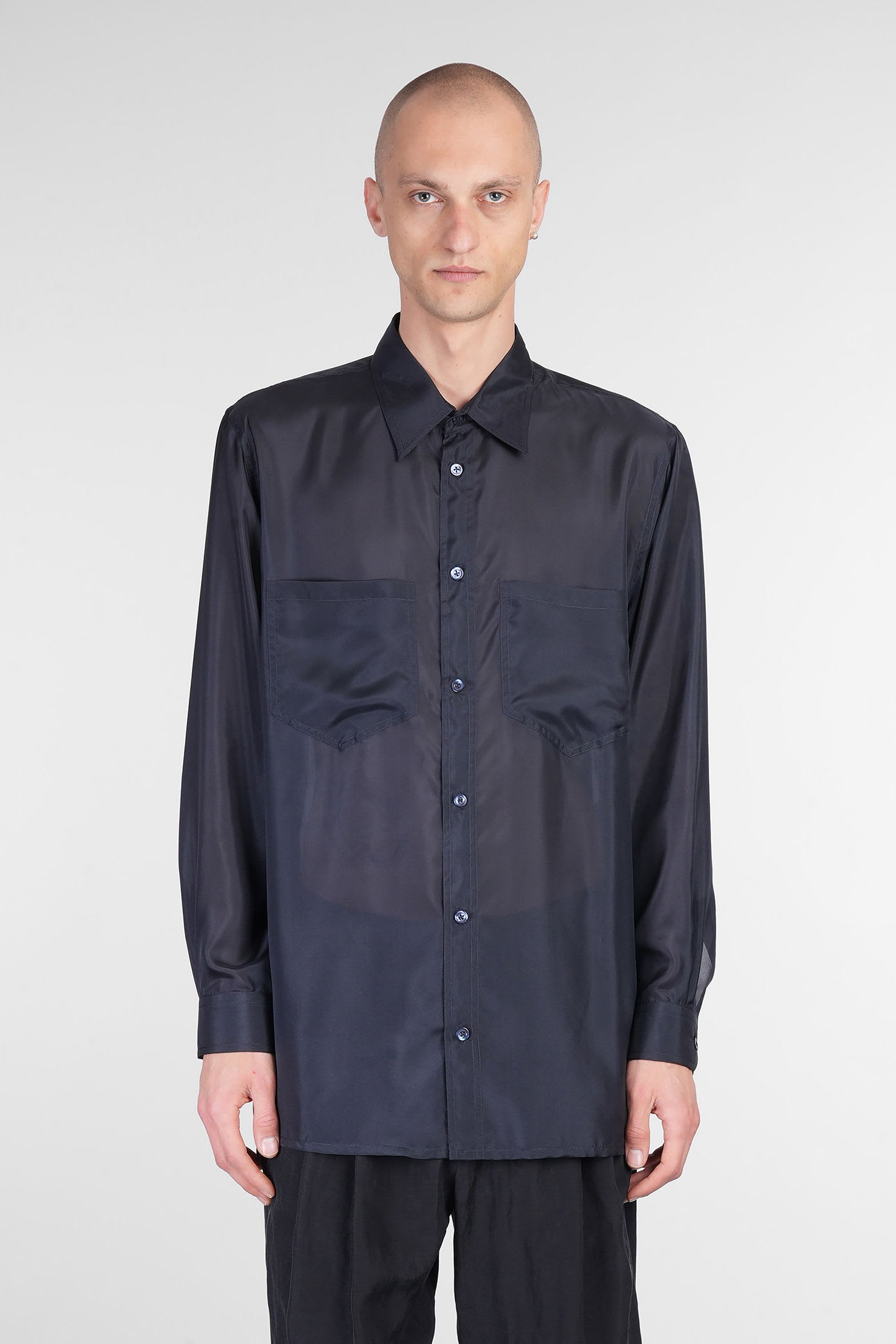 Emporio Armani 蓝色丝绸衬衫