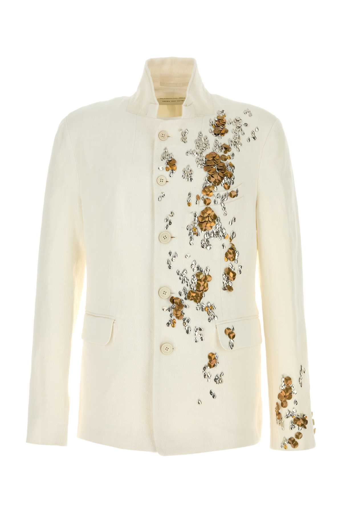 Dries Van Noten White Linen Bates Blazer