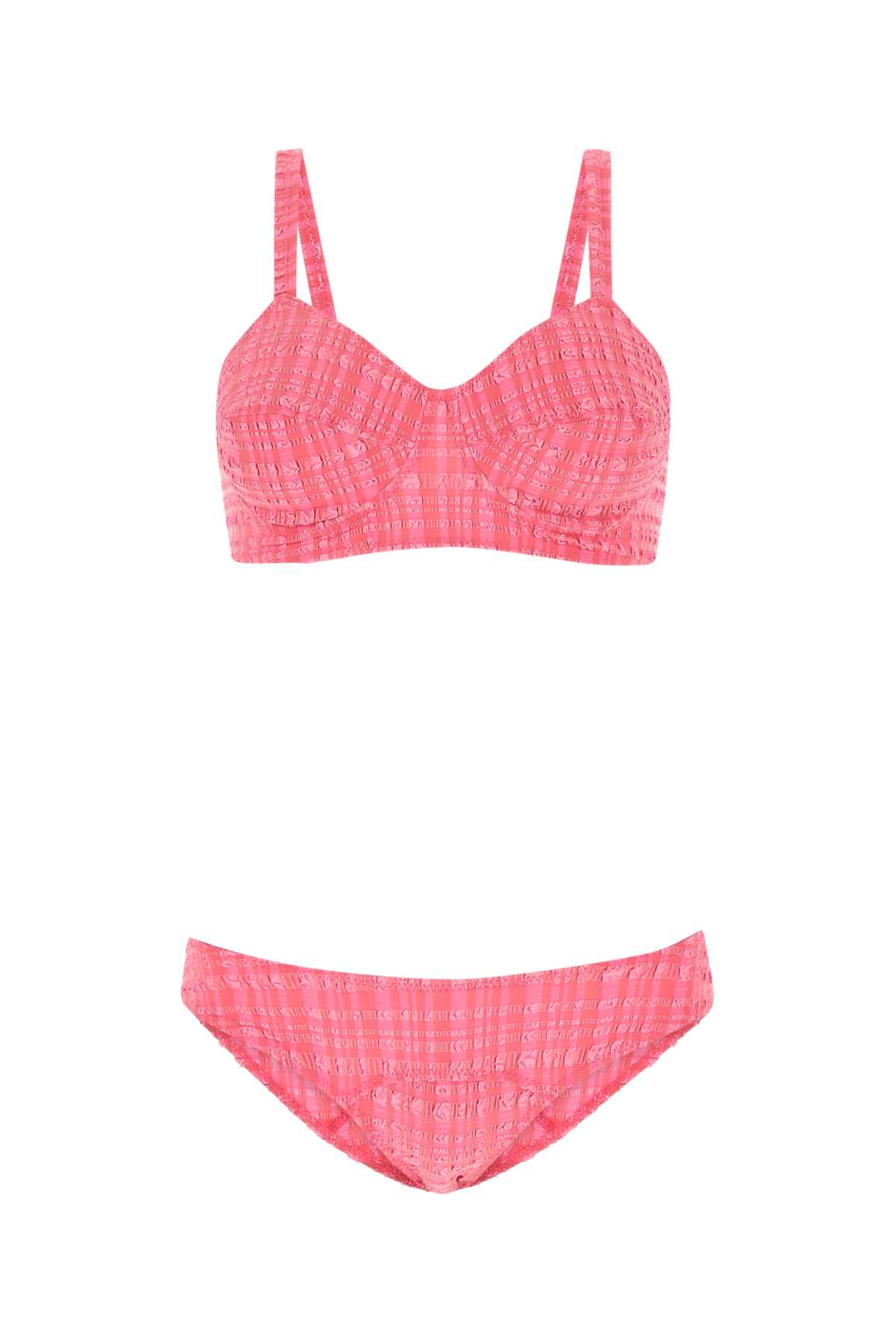 Lisa Marie Fernandez Fuchsia Stretch Seersucker Goldwyn Bikini