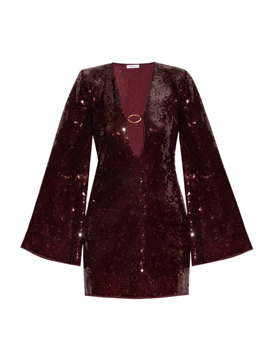 Oséree Sequin Dress Burgundy