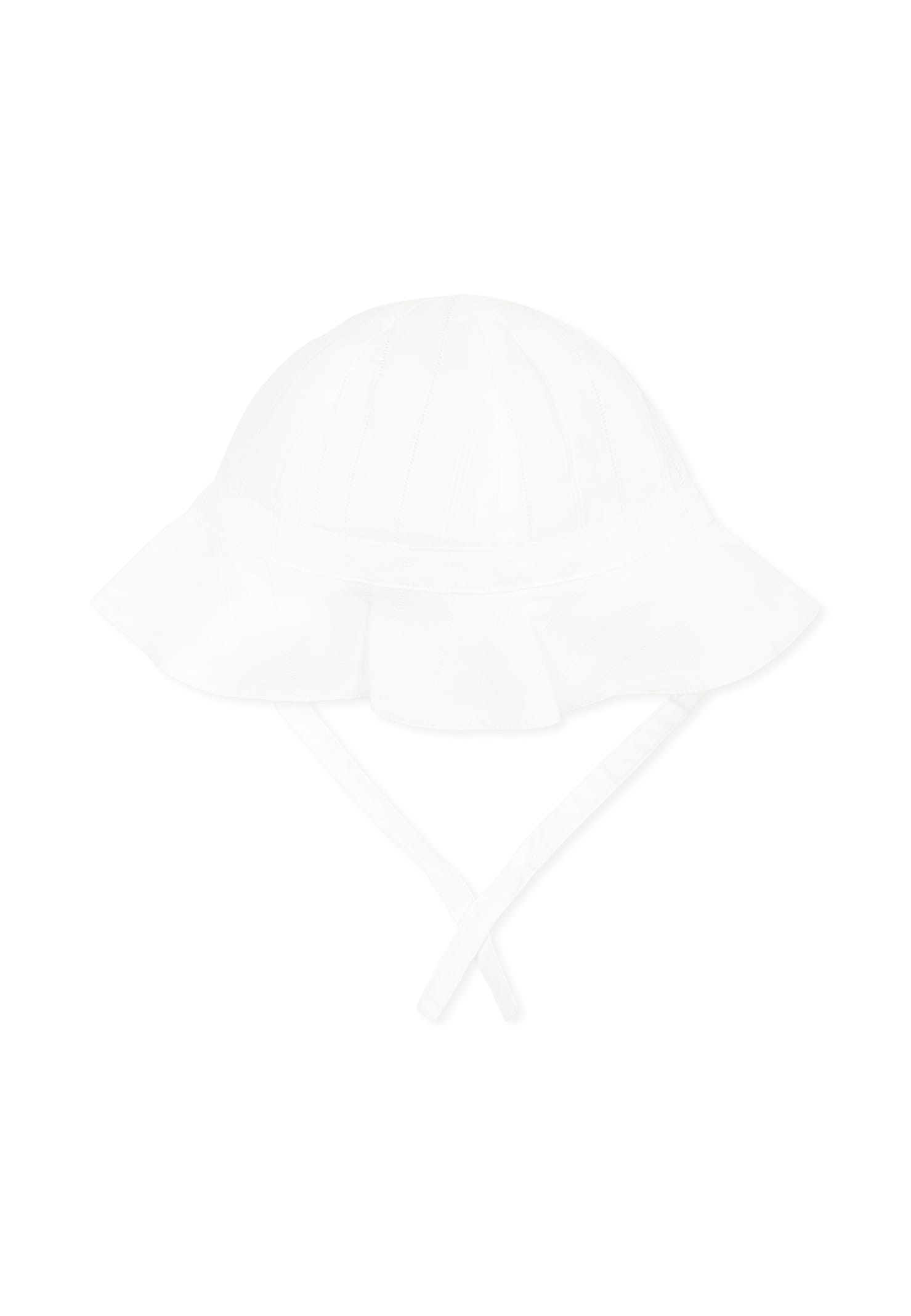 Petit Bateau White Cloche For Baby Girl With Logo