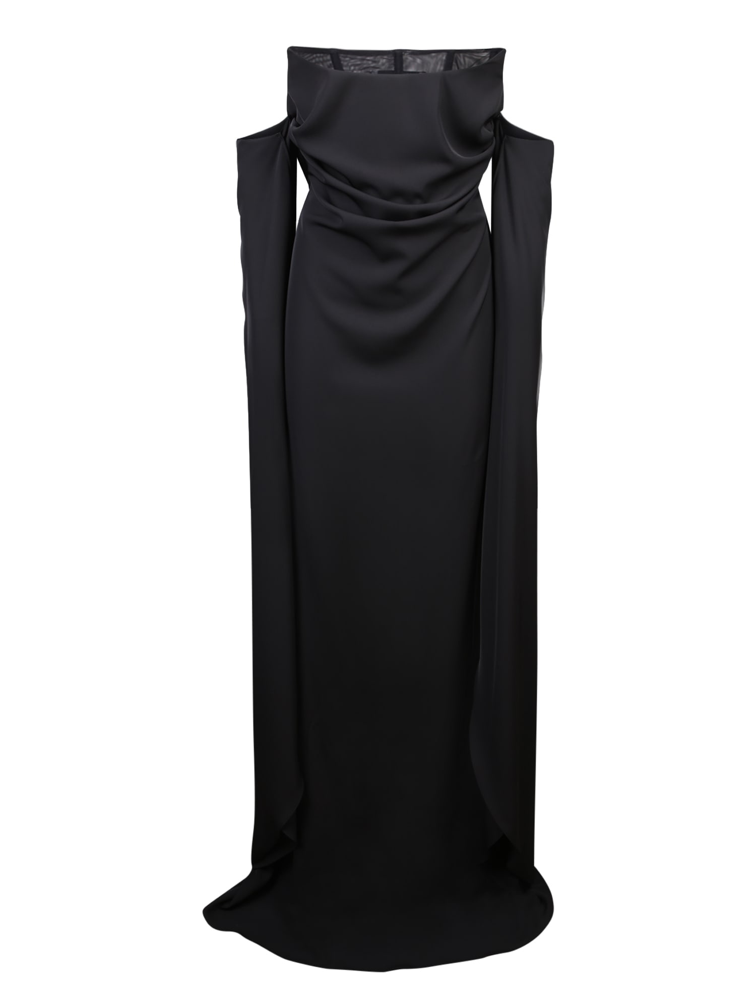 Giuseppe di Morabito Black Long Open-sleeve Dress