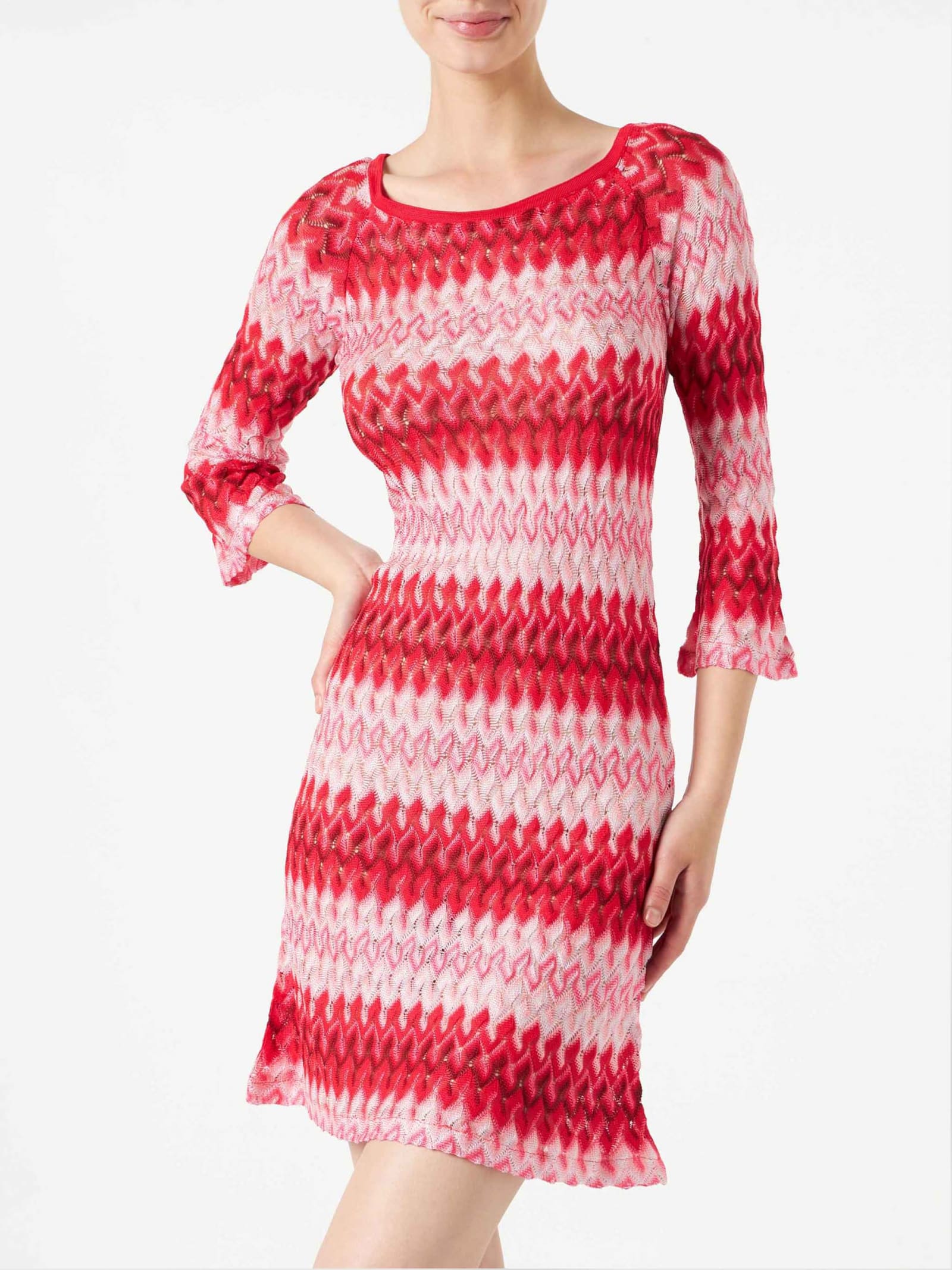 MC2 Saint Barth Multicolor Red Knitted Mini Dress