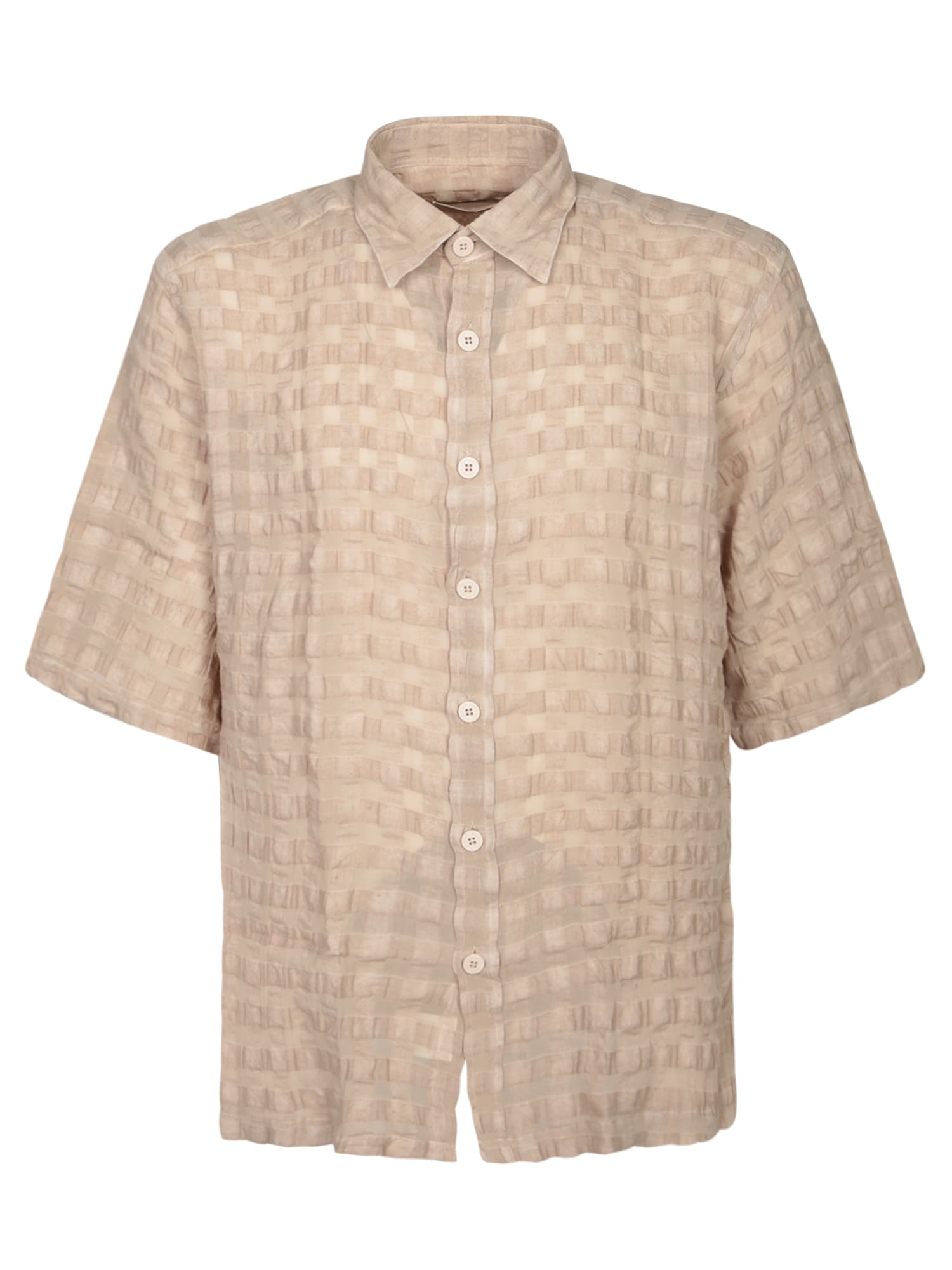 costumein Beige Short Sleeve Linen Shirt