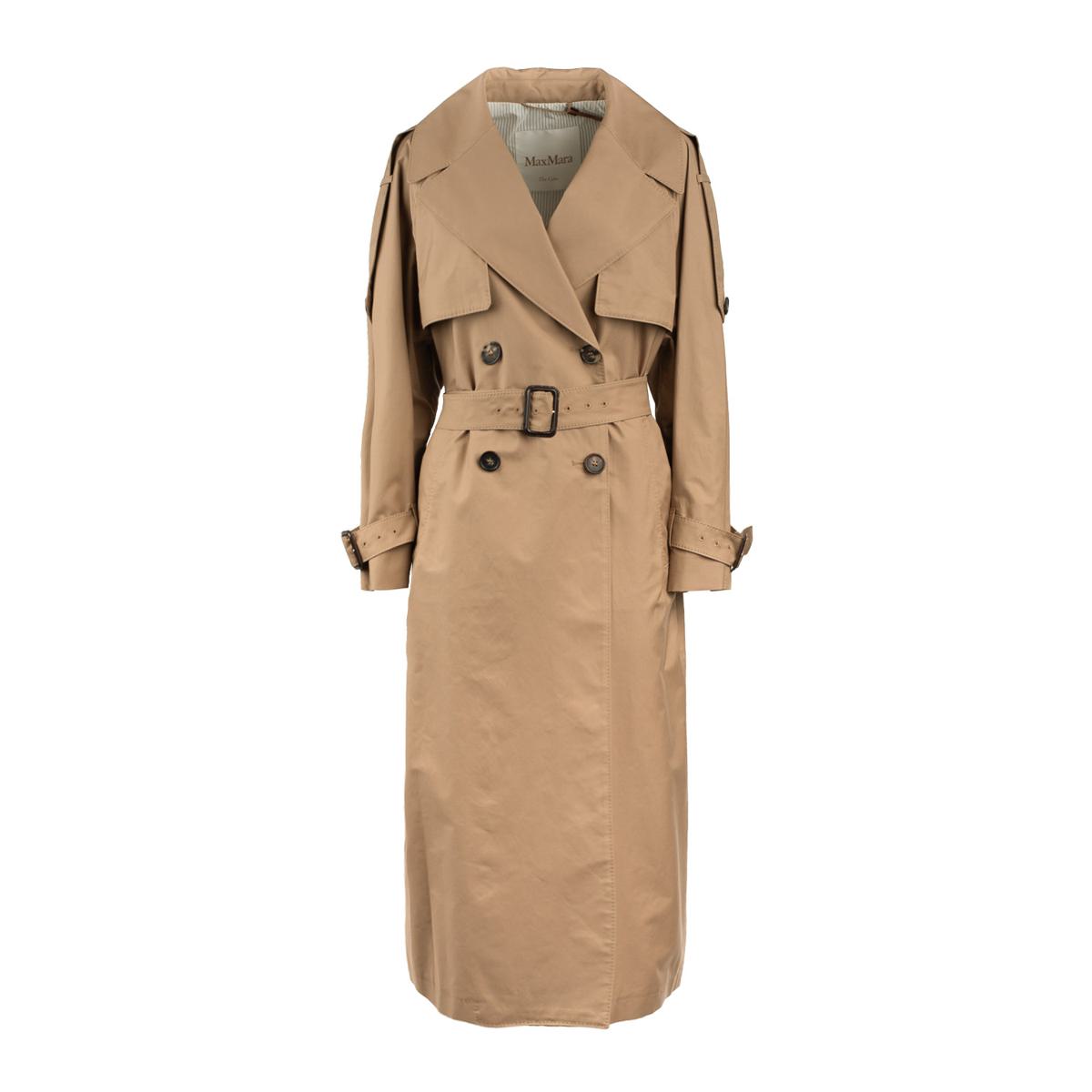 Max Mara Camel Over Trench Coat In Drip-Proof Cotton