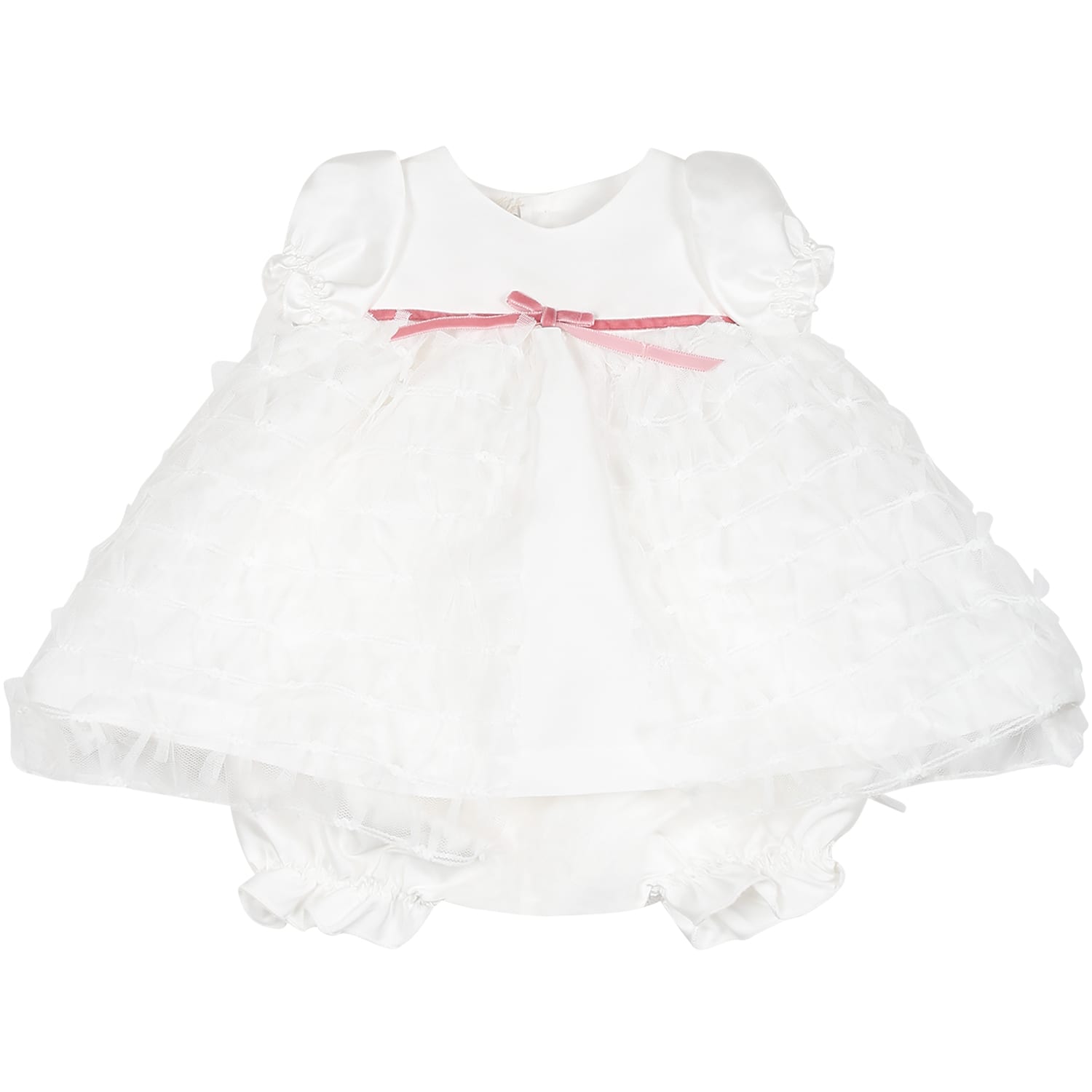 La stupenderia Vestito Bianco Per Neonata Con Fiocco