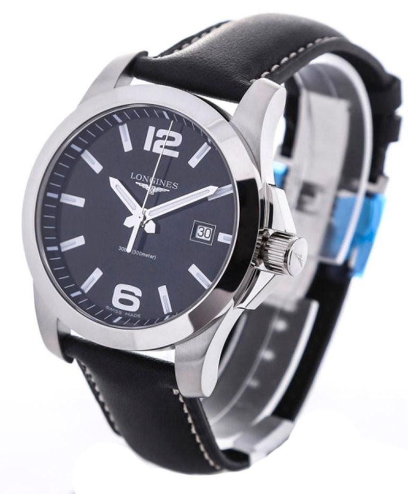 Longines Conquest Black Leather 41MM Men's Watch L3.759.4.58.3 / L37594583