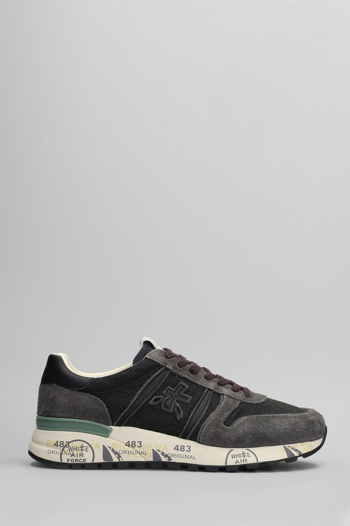 Premiata Lander Sneakers In Brown Suede And Fabric