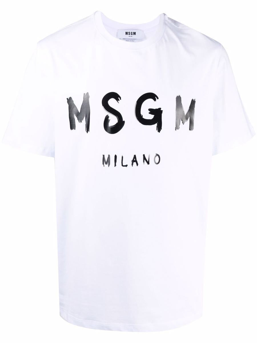 Msgm Brushed Logo Cotton T-Shirt Clothing