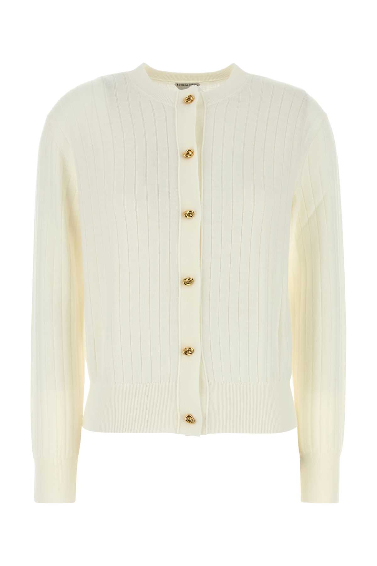 Bottega Veneta White Wool Cardigan