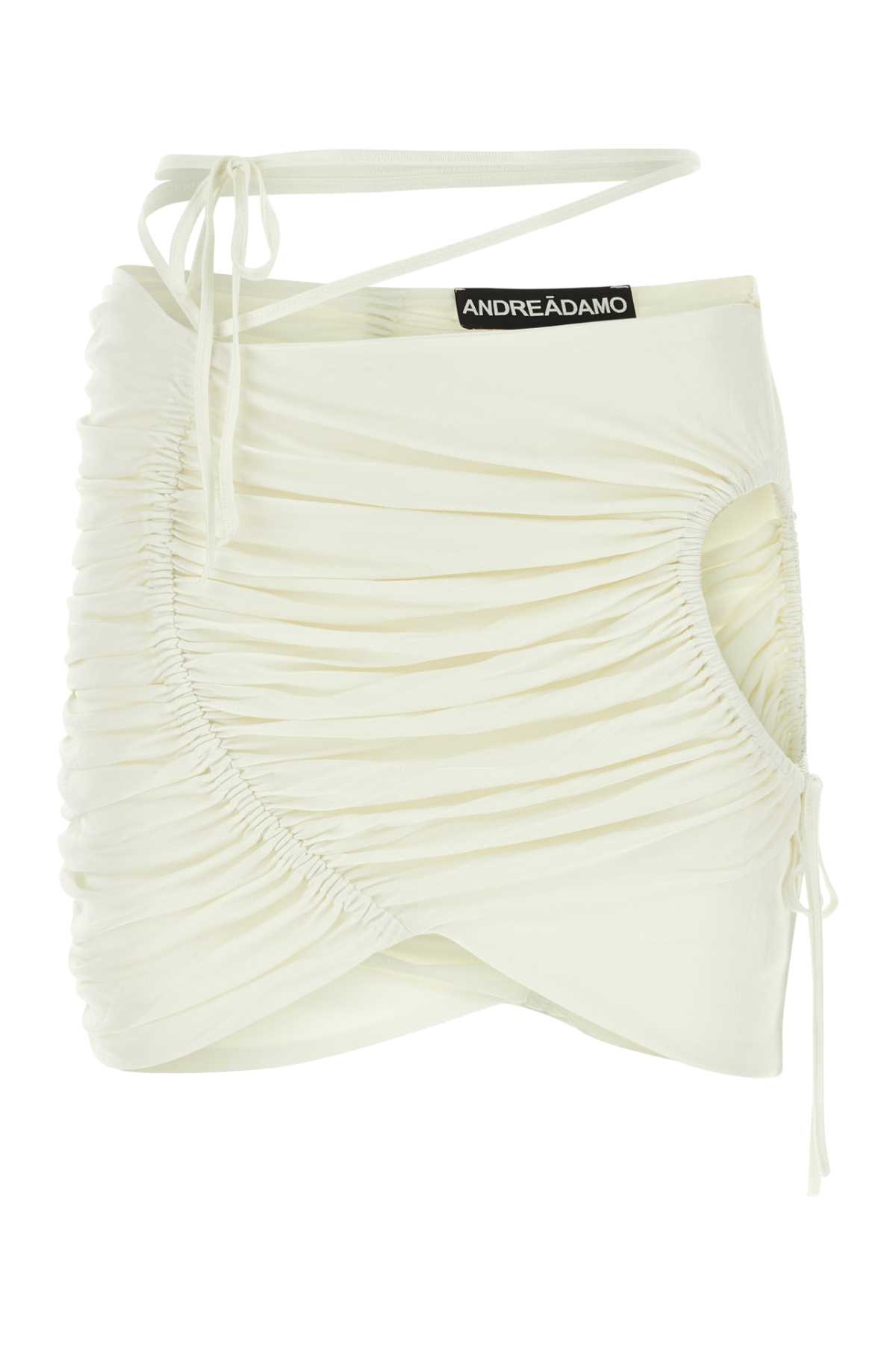 ANDREĀDAMO Ivory Viscose Mini Skirt
