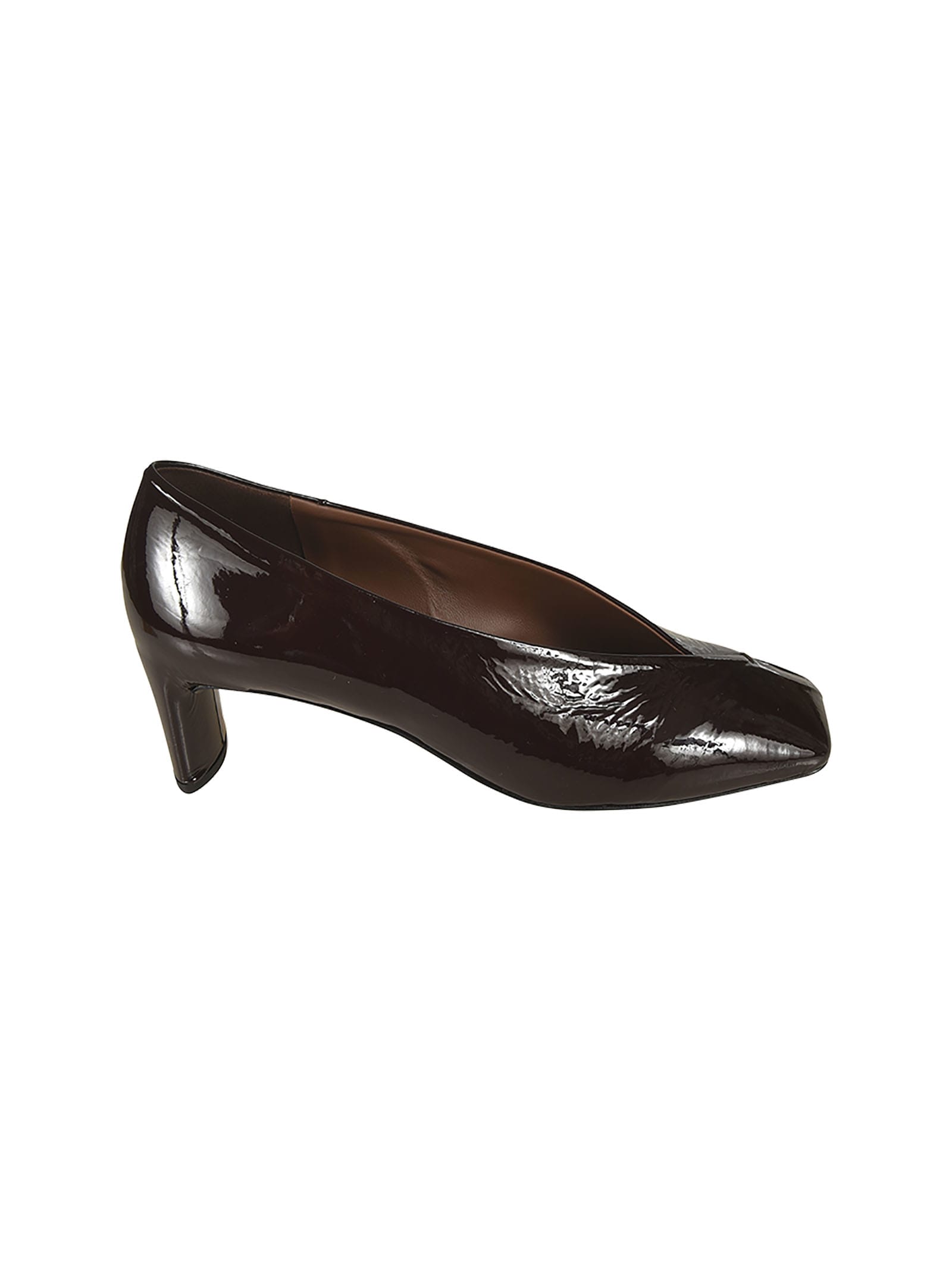 Del Carlo Glossy Square Toe Slide-on Pumps