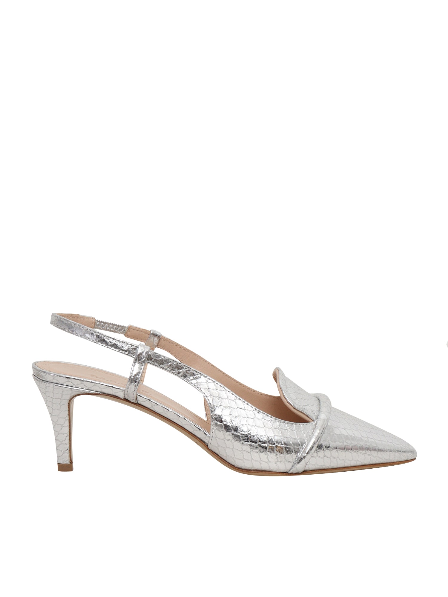 Parosh Silver Leather Sling Back