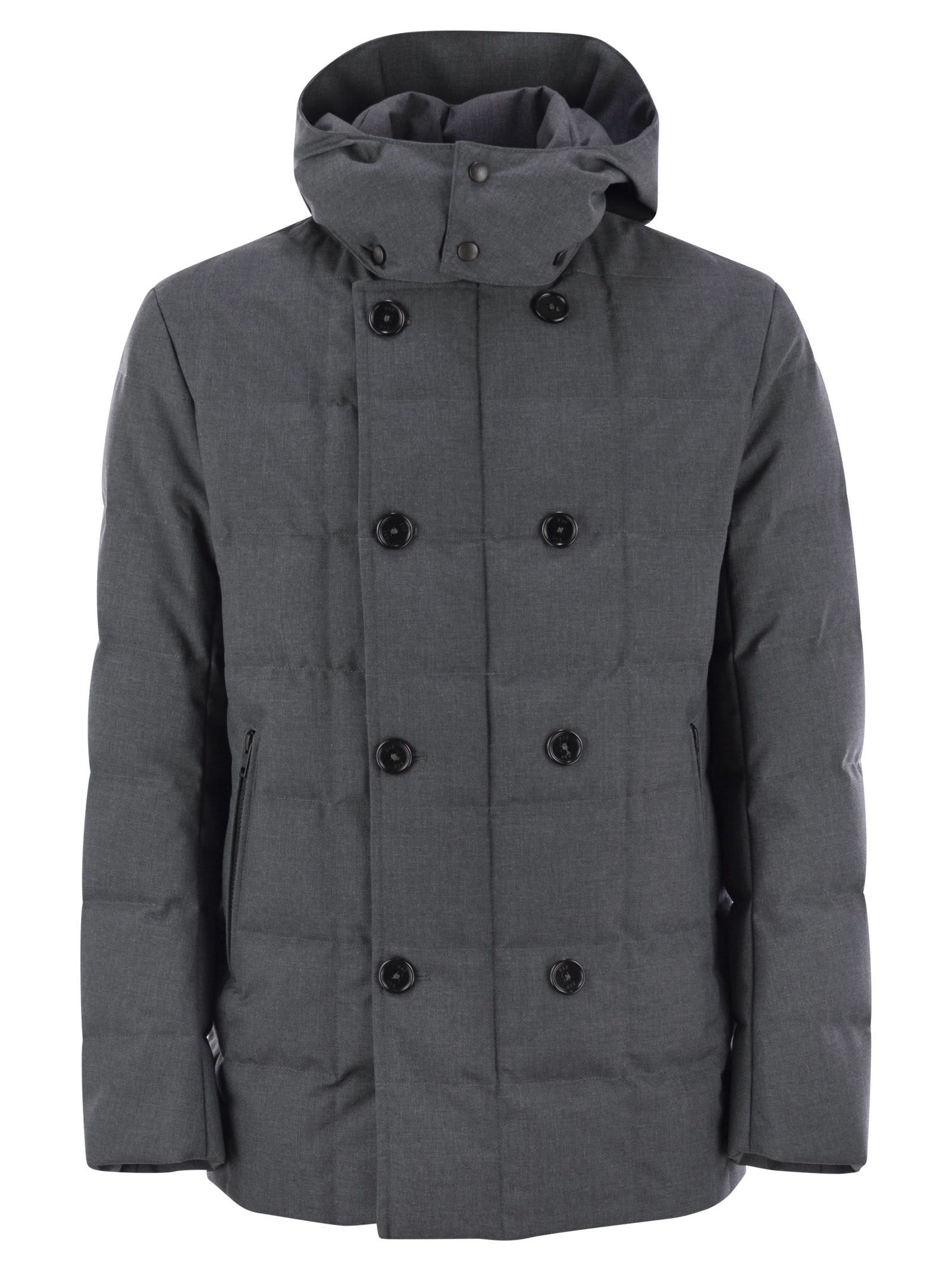 Fay Double-breasted Down Jacket With Hood