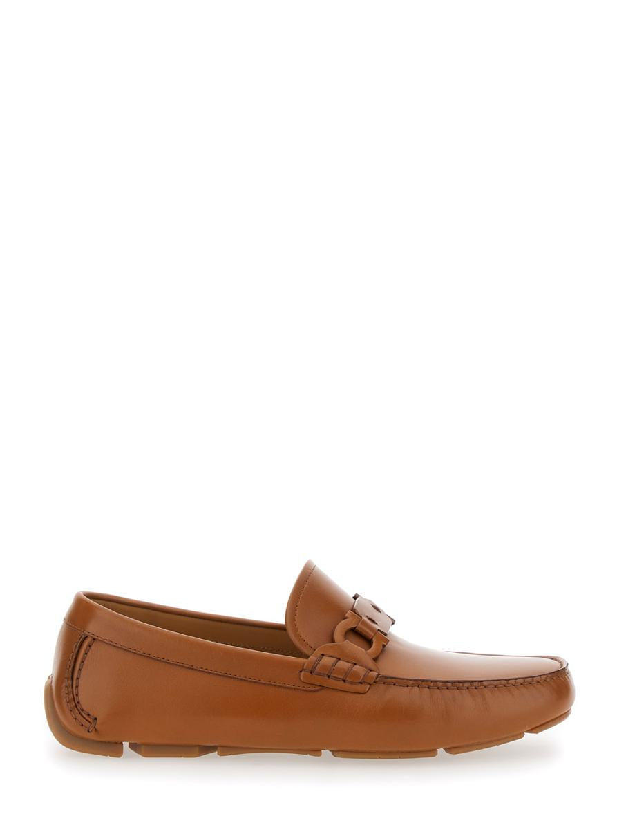 Brown Loafers With Ganicini Plaque On The Front In Leather Man