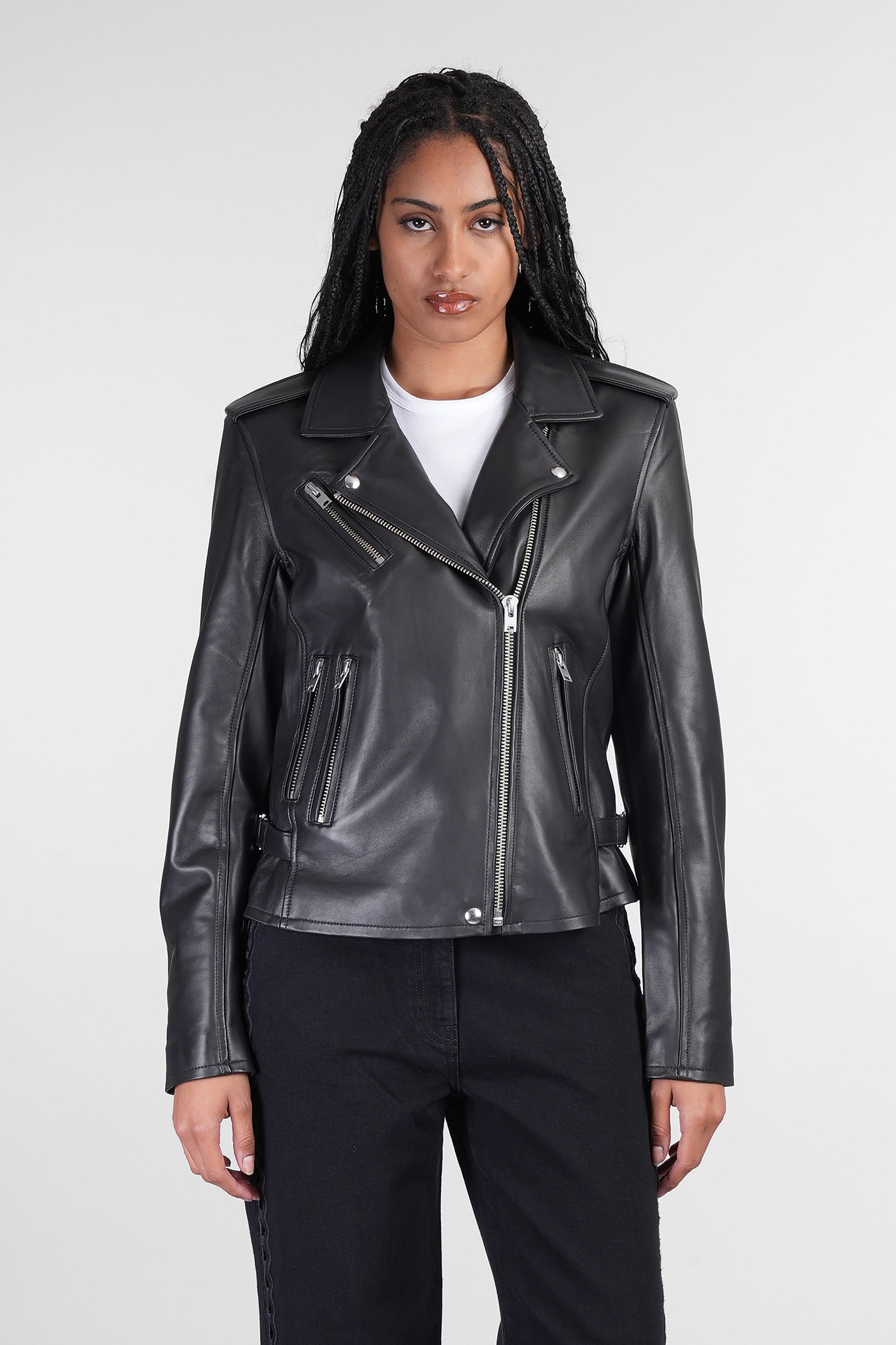 IRO Newhan Biker Biker Jacket In Black Leather