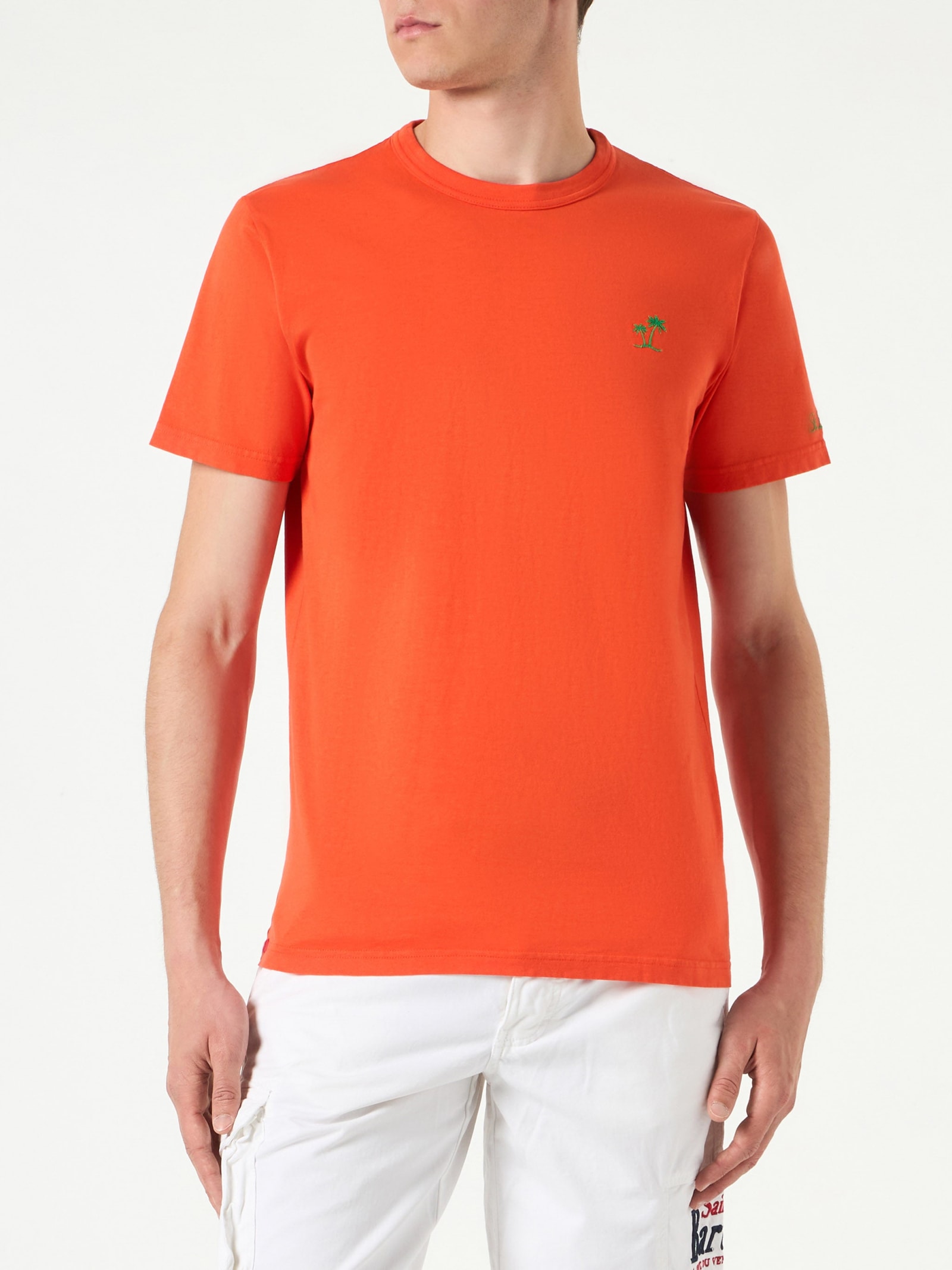 MC2 Saint Barth Man Orange Cotton T-shirt