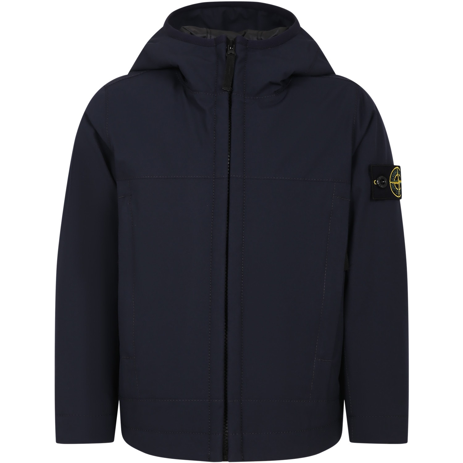 Stone Island Junior Blue Jacket For Boy With Compass