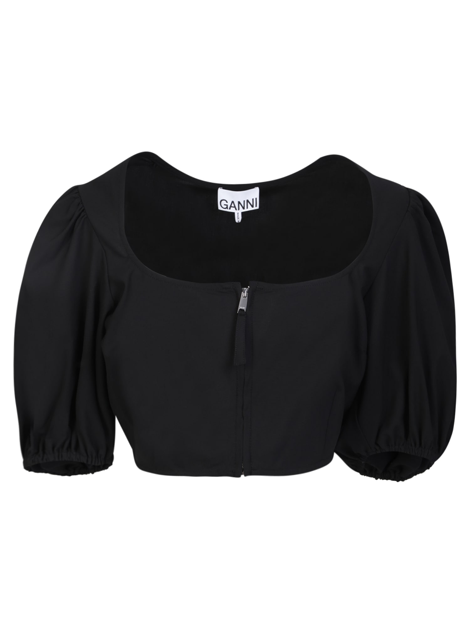 Ganni Topwear In Black Cotton