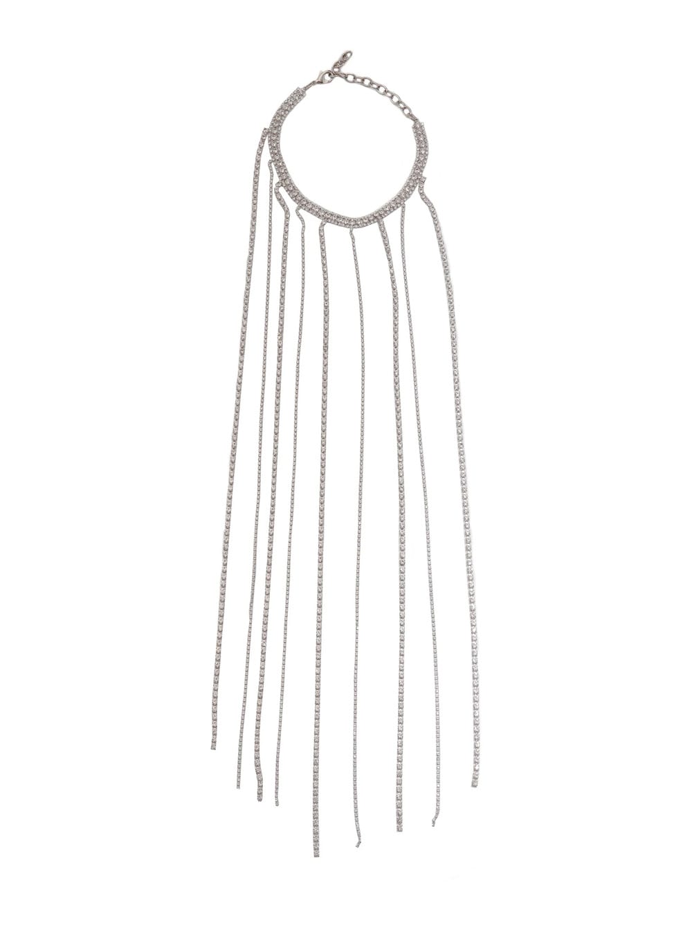 Silvia Gnecchi Silver-colored Necklace With All-over Applied Glass Crystals And Adjustable Clasp In Brass Woman