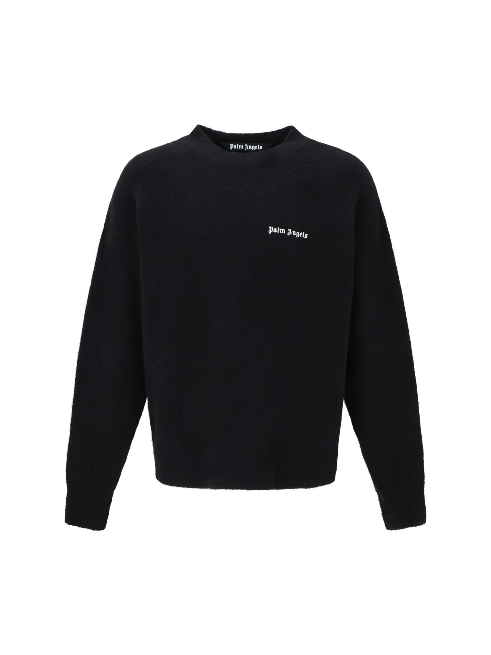 Palm Angels Black Stretch Wool Blend Sweater