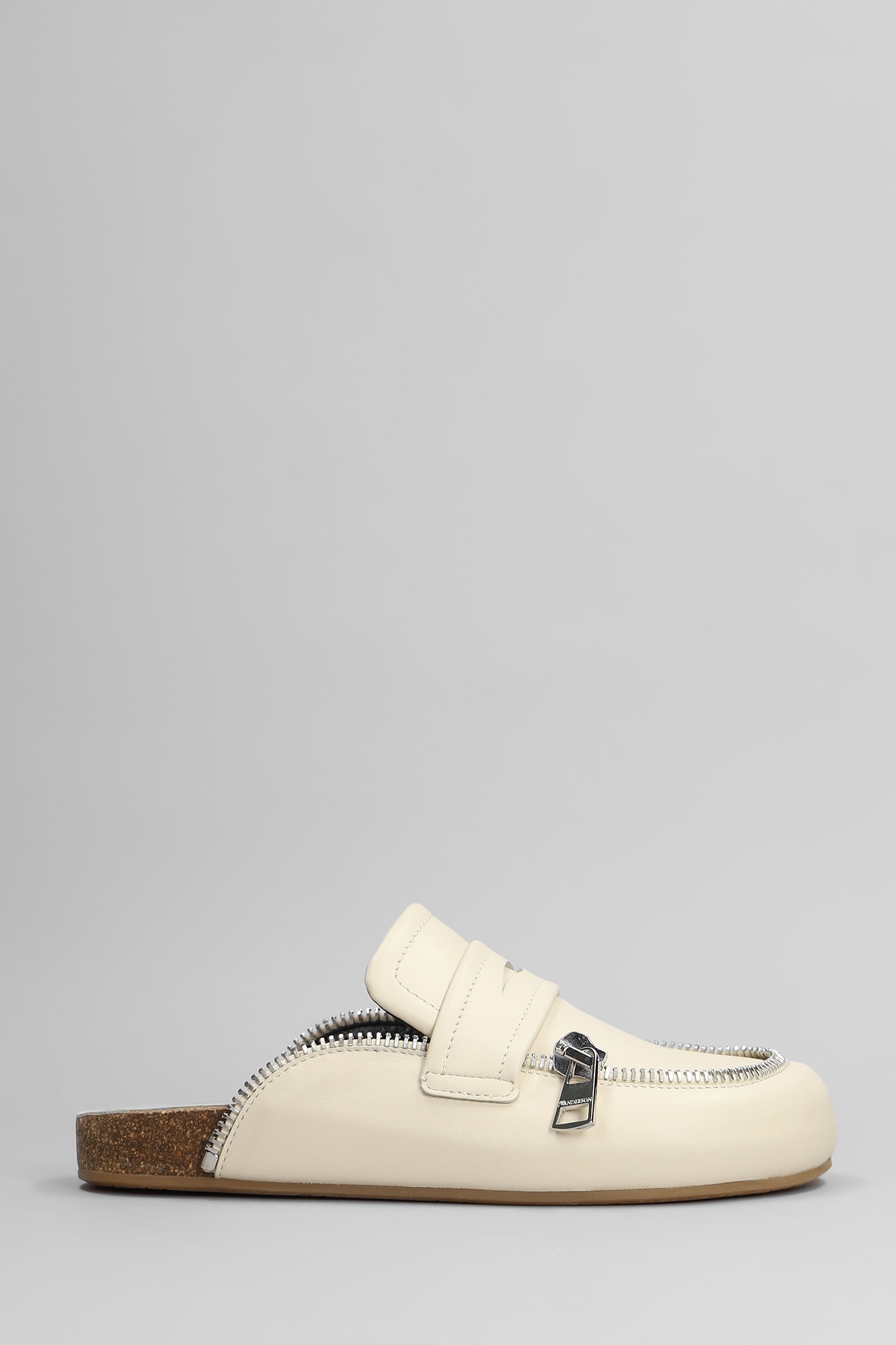 J. W. Anderson Biker Loafer Slipper-mule In Beige Leather
