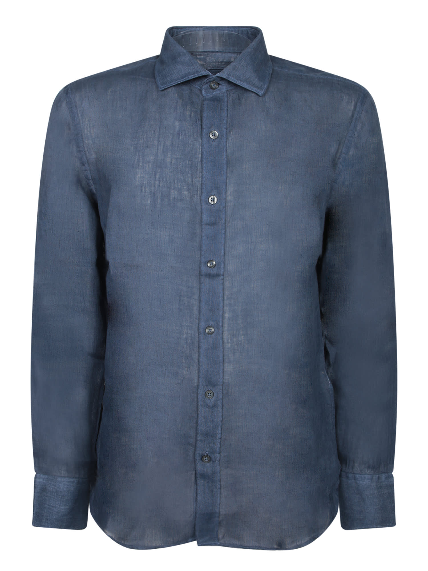 120% Lino Slim Fit Faded Blue Linen Shirt