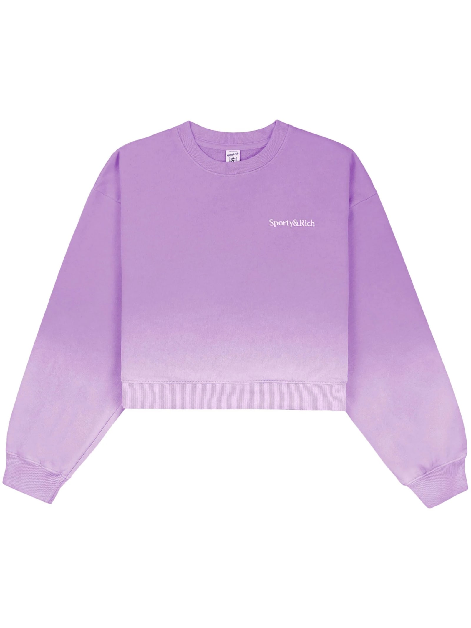 Sporty & Rich Serif Logo Embroidered Cropped Crewneck