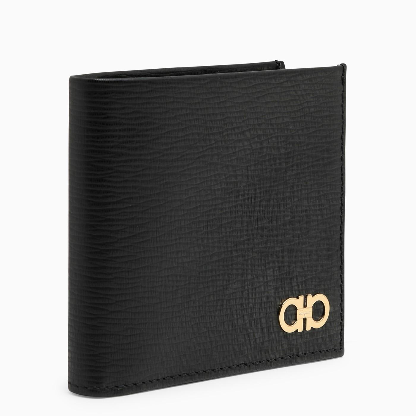 Ferragamo Revival Black Wallet With Gancini Logo