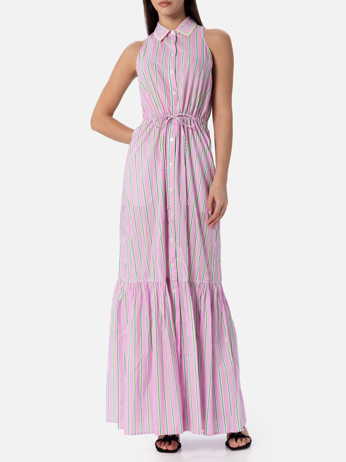 MC2 Saint Barth Woman Halterneck Dress With Striped Print