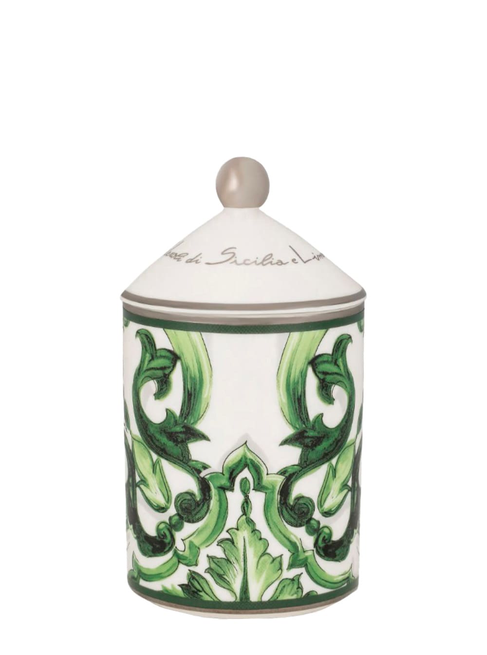 Dolce & Gabbana Green Sicilian Neroli And Lemon Scented Candle With Lid And Carretto Print