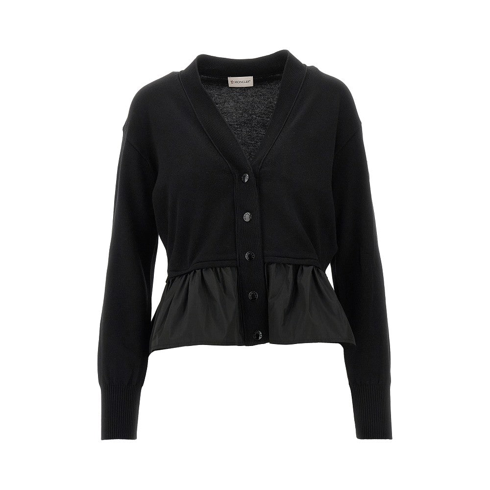 MONCLER Knitted cardigan with taffetà peplum Woman