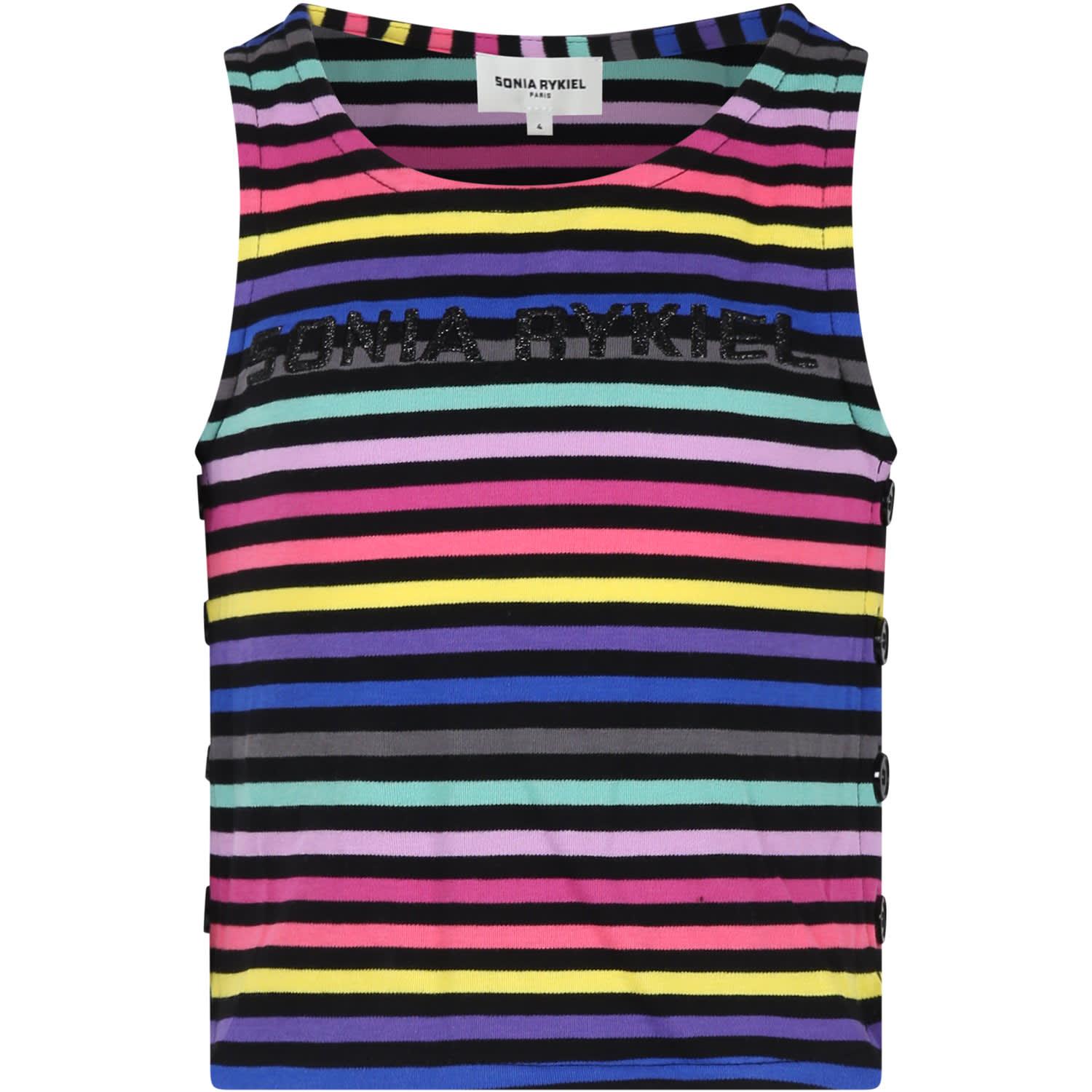Rykiel Enfant Black Tank Top For Girl With Logo