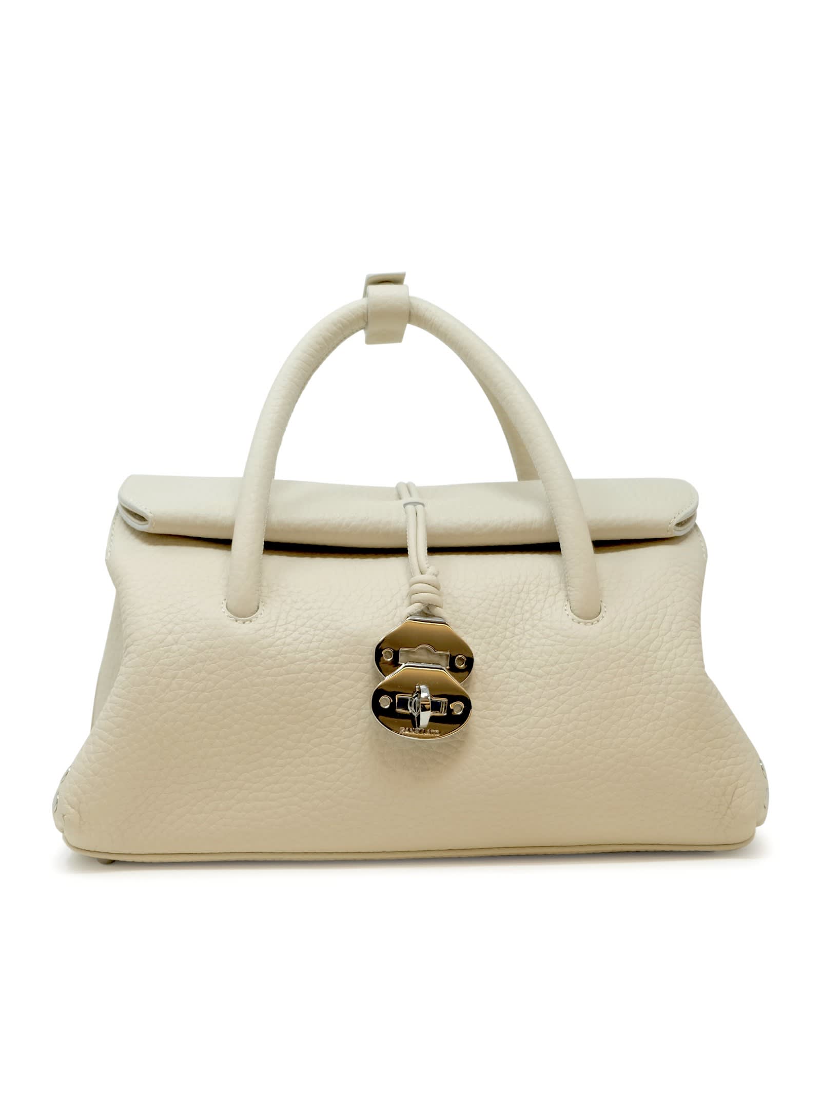 Zanellato White Carrara Dotta Centauro Leather Handbag