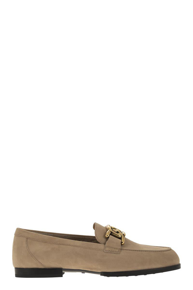 Tod'S Moccasin In Nubuck With Metal Chain