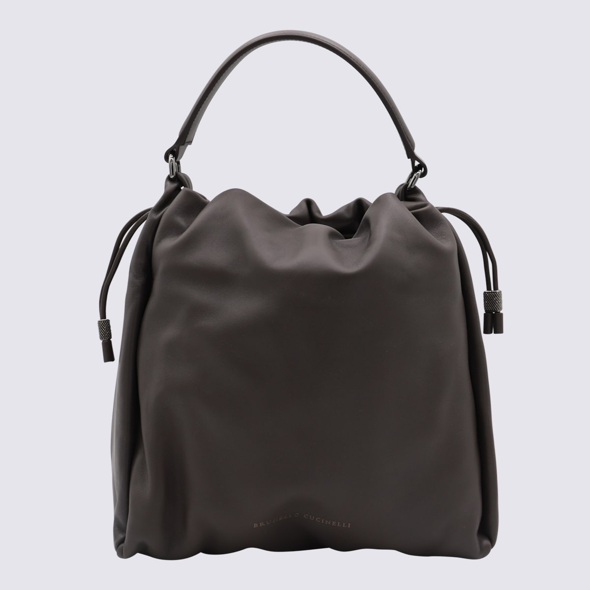 Brunello Cucinelli Dark Grey Leather Crossbody Bag