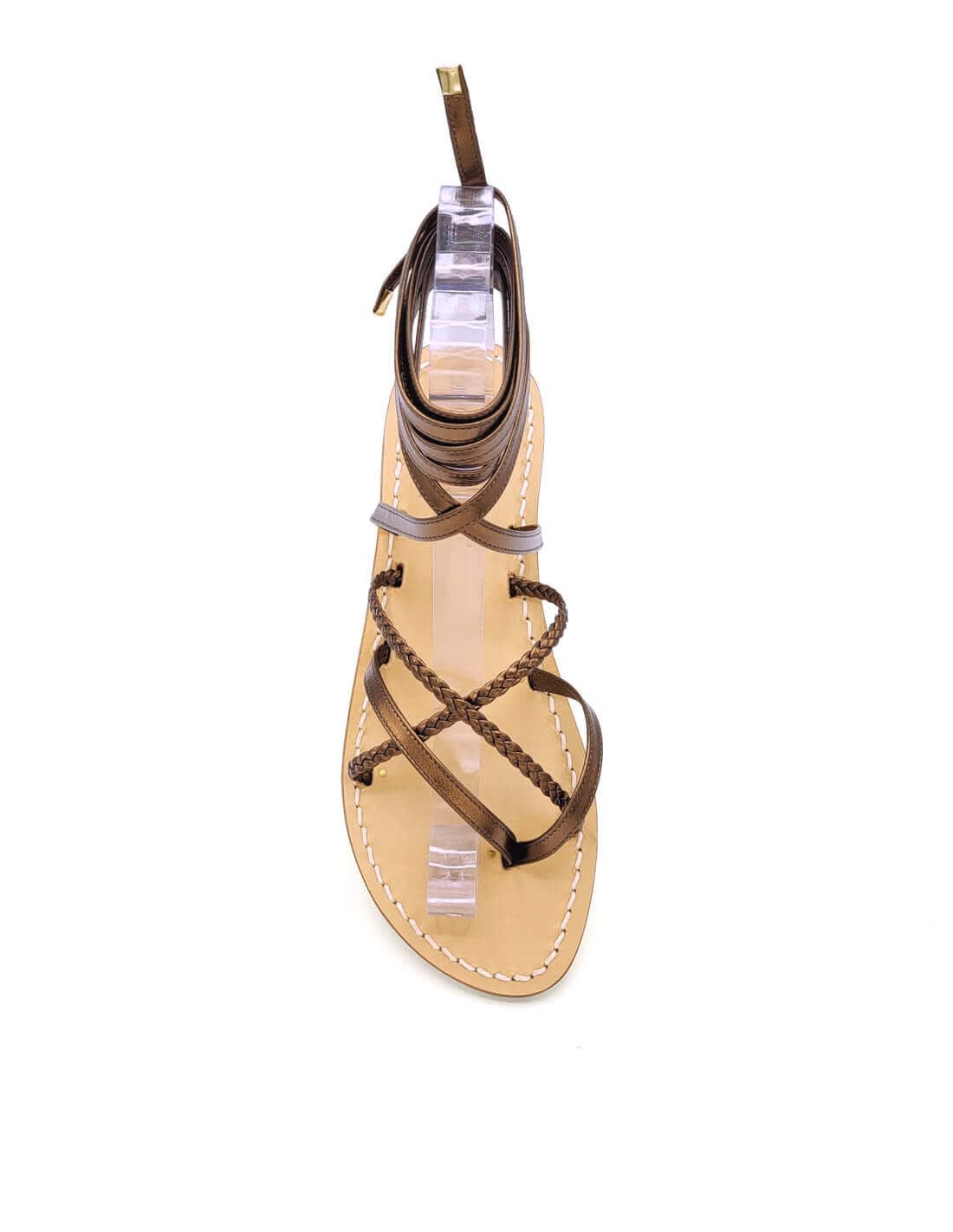 Dea Sandals Tobacco Laminated Leather Gladiator Sandals