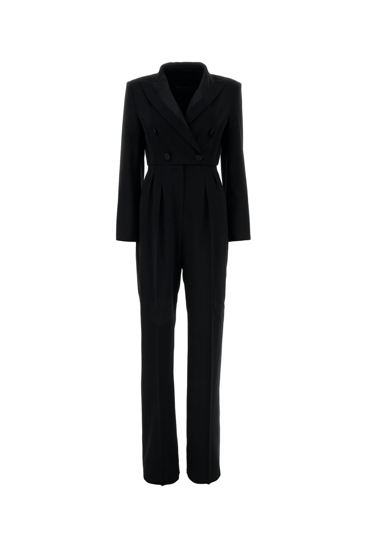 Max Mara Pianoforte Black Stretch Wool Mincio Jumpsuit