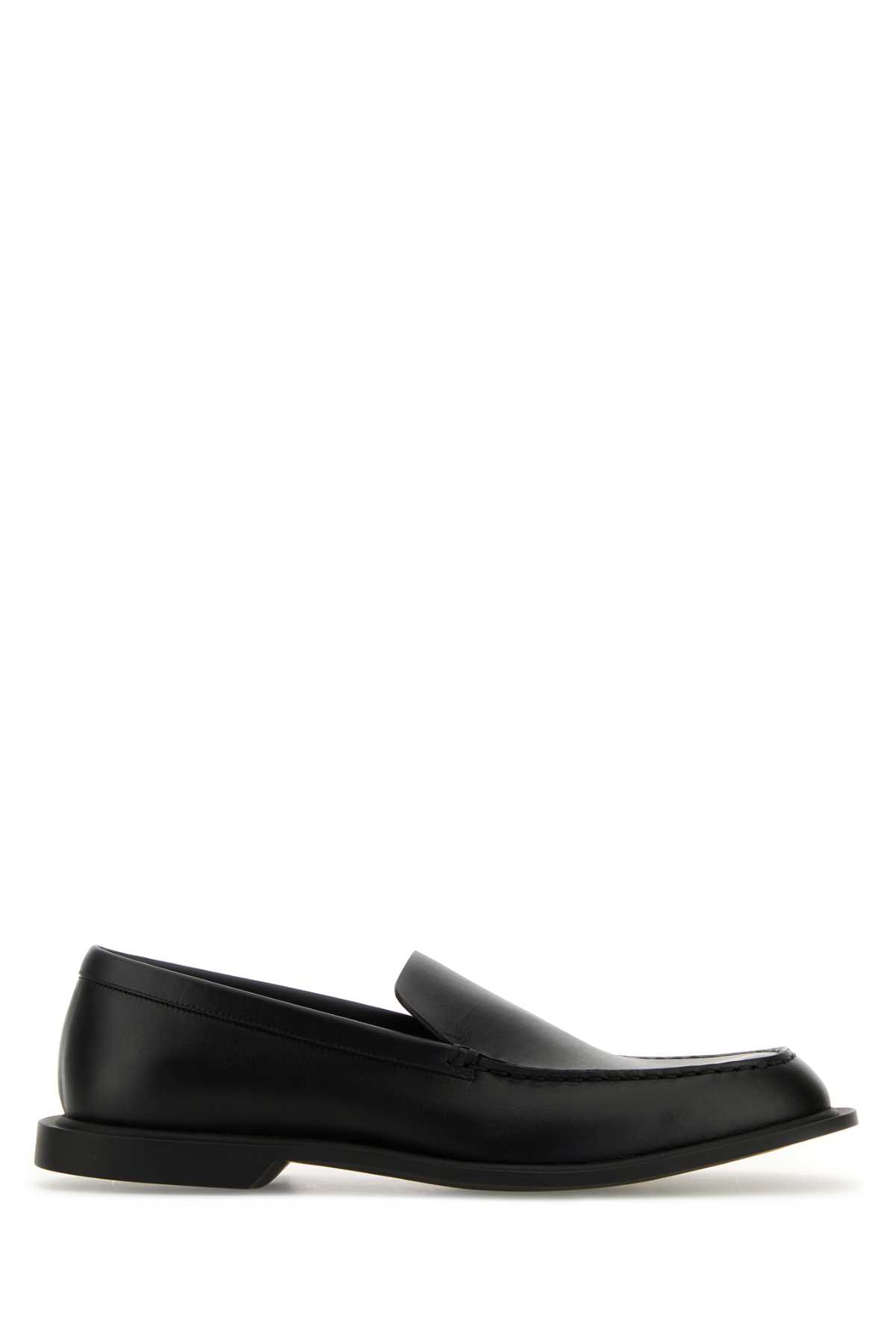 The Row Black Leather Nic Loafers