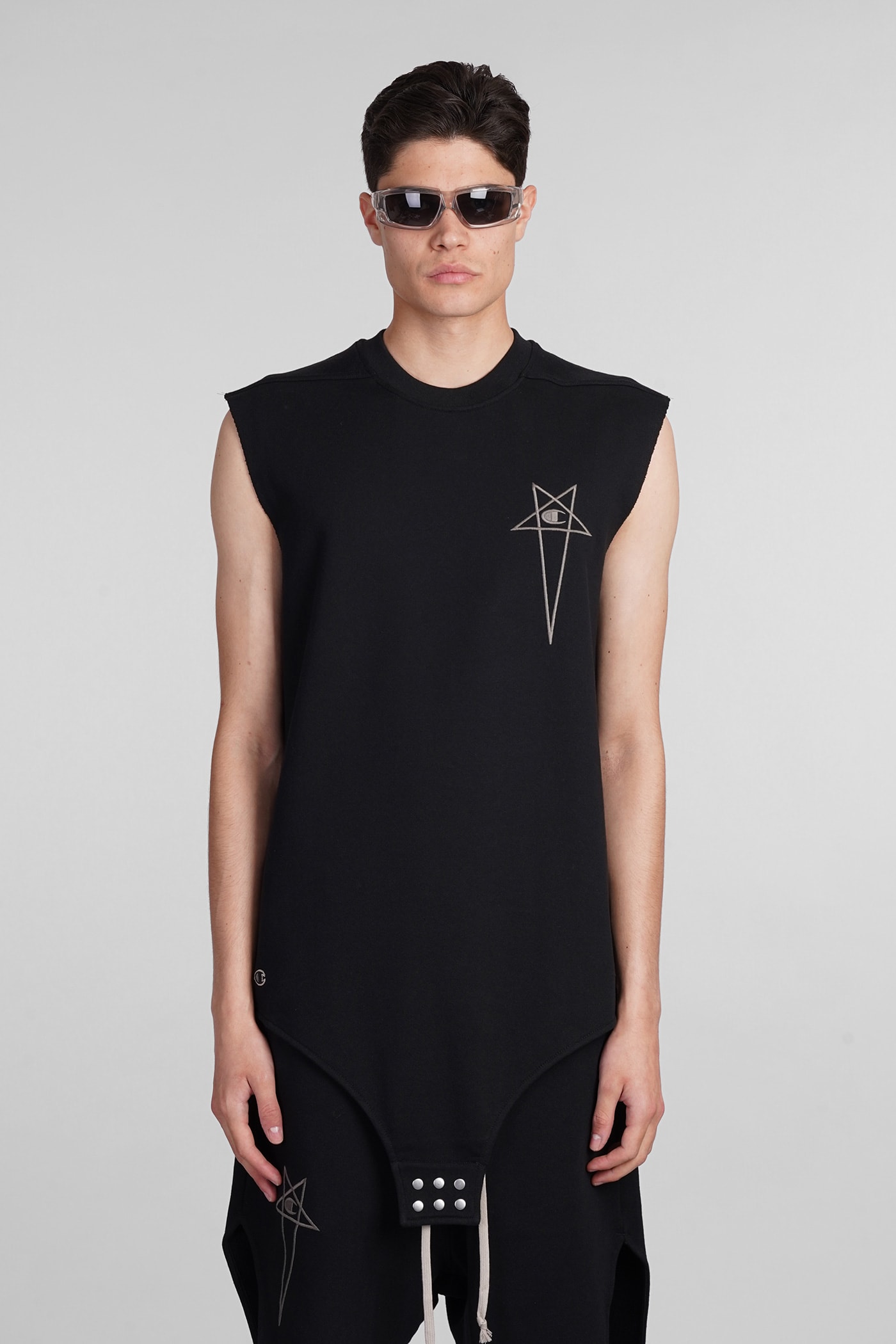 Rick Owens x Champion Sl Body Tank Top In Black Cotton