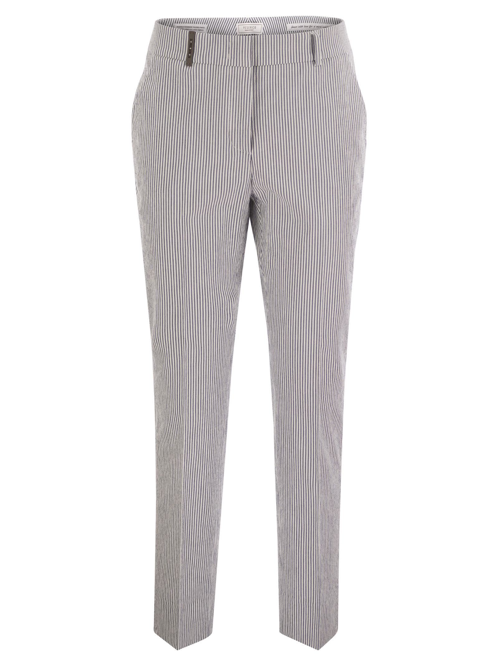 Peserico Seersucker Cotton Cigarette Trousers
