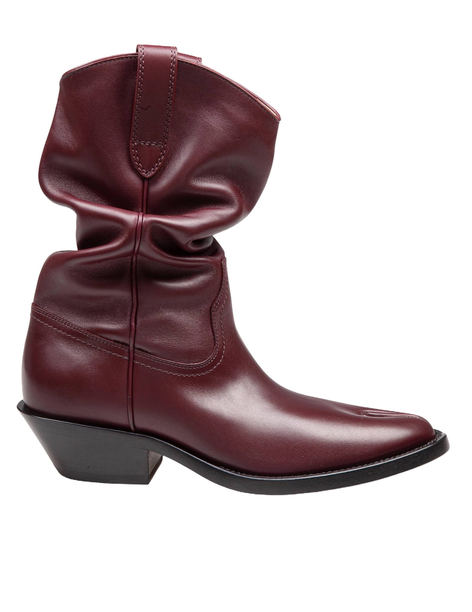 Maison Margiela Tabi Texan Boot In Leather Color Bordeaux