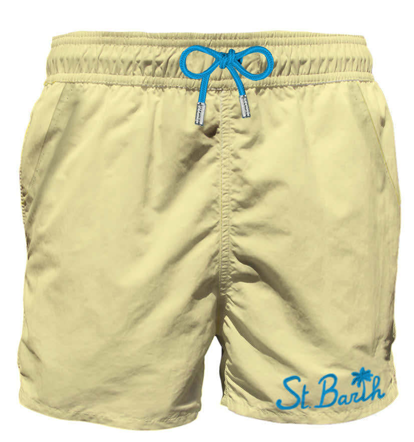 MC2 Saint Barth Pastel Yellow Man Swim Shorts With Pocket