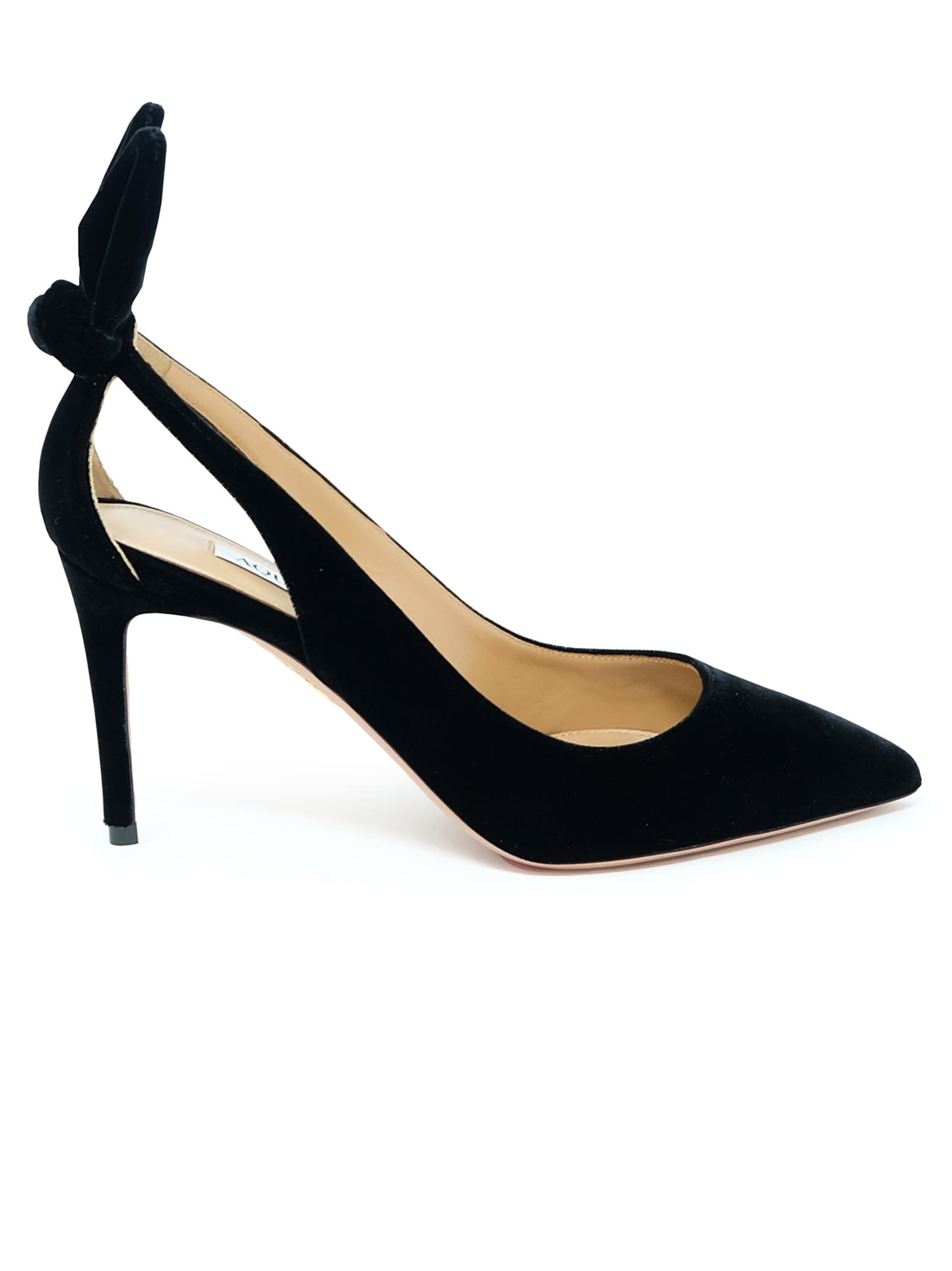 Aquazzura Black Velvet Bow Tie Pump 85