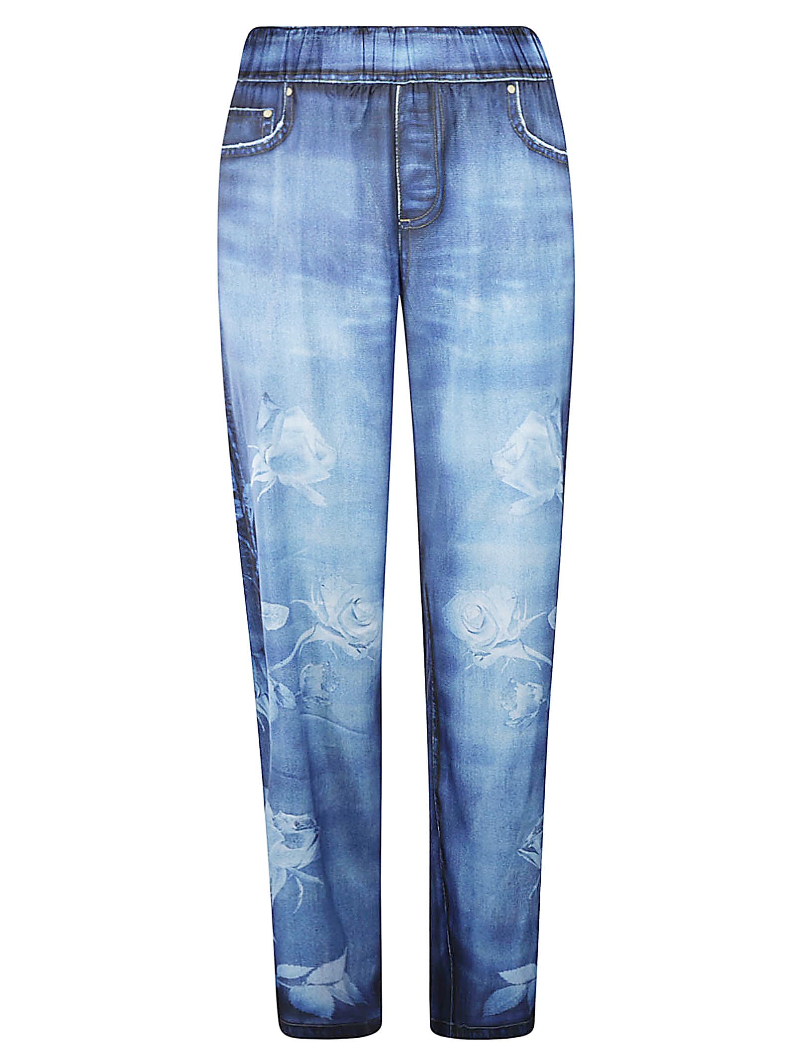 Blugirl Rose Print Elastic Waist Trousers