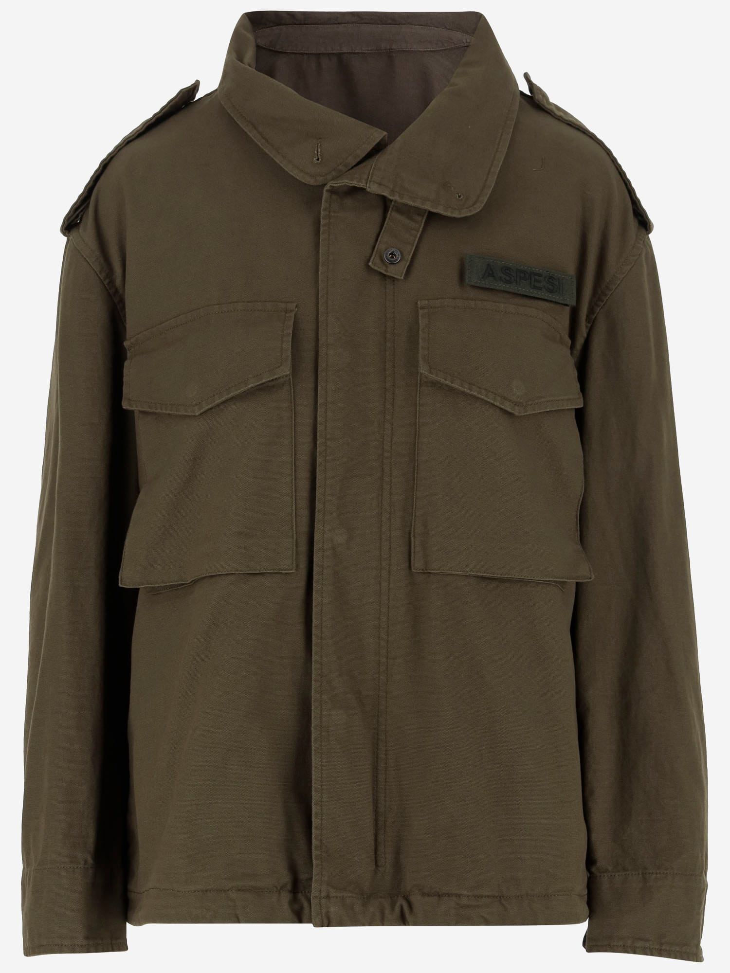 Aspesi Cargo Logo Patch Hooded Jacket